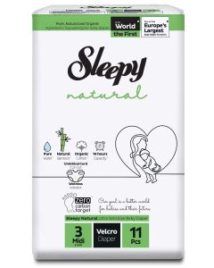 Pañal para Bebe Standard Etapa 3 Midi (4-9kg) Sleepy Natural Organic Bolsa x 11
